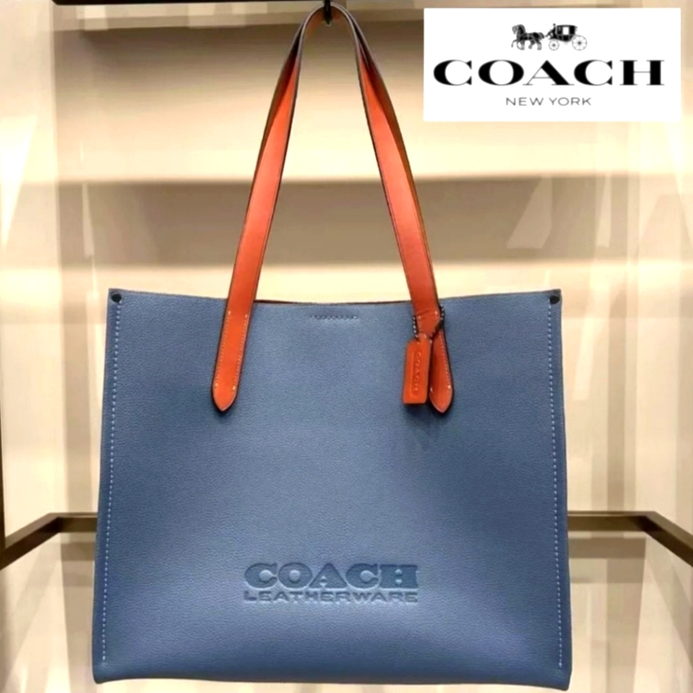 Coach leather tote large unisex new